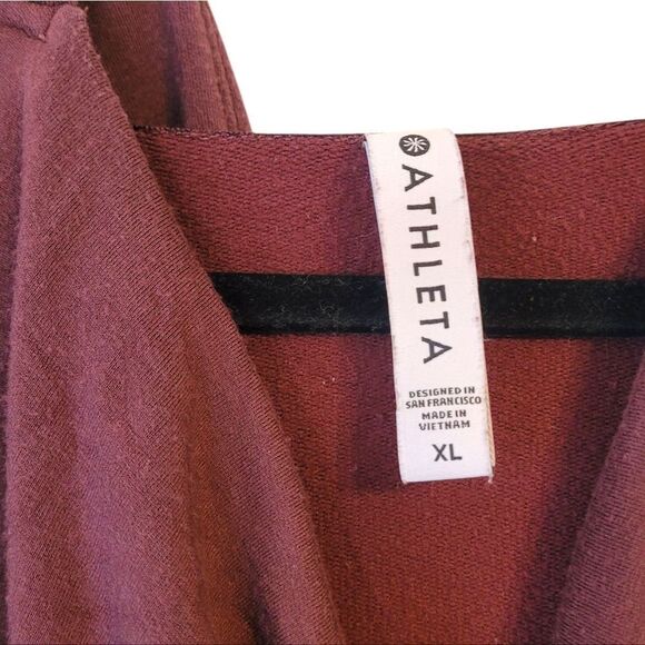Athleta Women's Maroon Crossover Front Hooded Modal Blend Workout Top Size XL - Picture 3 of 5